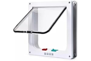 SUCCEASY 4 Way Locking Cat Flap Door, Cat Flaps for Upvc Door, Easy Installation Cat Flap Door for Interior Exterior Door, Weatherproof Safety Durable Pet Door for Interior Exterior Door Window Wall (Large)