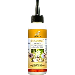 Peticare Bio Limpiador Oidos para Perro y Gato – Limpia Orejas Especial y Suave, Disuelve Incrustaciones Fuertes, sin Alcohol, Gotas de Cuidado 100% Organico – petAnimal Health 2110 (100 ml)
