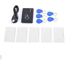 Lecteur de Cartes USB 125Khz RFID EM4305 T5567 Programmeur graveur + 5 Boucles de clé d'identification + 5 Cartes d'identité - Noir