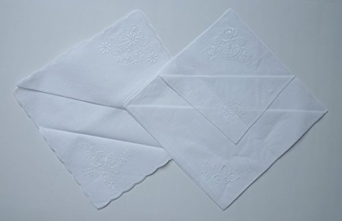 6 Stück Taschentücher zum umhäkeln ca. 25x25 cm weiß