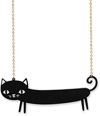Little Moose Laser-Cut Perspex Cat Nap Black Sausage Cat Necklace