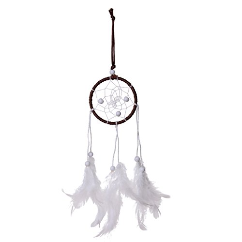 Mini Braun Kreis Weiße Feder Traumfänger Für Auto Hängen Dekor - 7