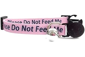 ZACAL Worded Cat Collars – Please Do Not Feed Me, I Am Microchipped | Safe Quick Release Breakaway Buckle Cat Collar (Pink)