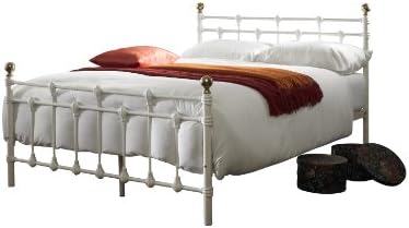 Oxford Double Metal Bed (4ft6) in White/Gold with Orthopaedic Mattress