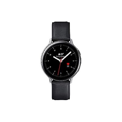 Samsung Galaxy Watch Active 2 - 44 mm - acier inoxydable argent - montre intelligente avec bande - cuir - noir - affichage 1.4" - 4 Go - Wi-Fi, NFC, Bluetooth - 42 g