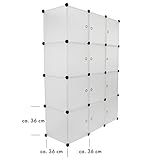 VENKON – Stufenregal Steckschrank Stoffschrank Frei Gestaltbares DYI Regalsystem: 12-Modulfächer mit Türen, satiniert-transparentes Steckregal - 7