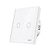 Produktbild AUKEY Touch Panel Schalter mit kratzfester Kristallglas-Panel und LED-Anzeige, für 5-300W Licht geeignet (2 Gänge 1 Way ,Weiß )