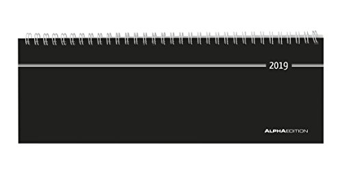 Tisch-Querkalender schwarz 2019 - Bürokalender / Tischkalender (28,5 x 10) - 1 Woche 2 Seiten
