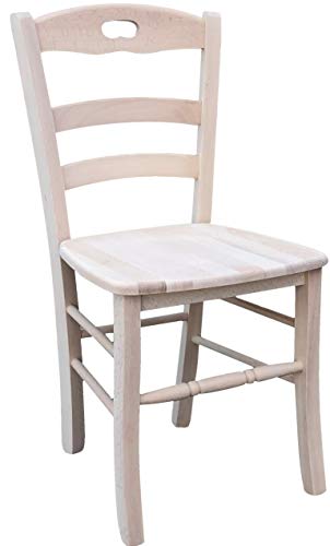 OKAFFAREFATTO MADDALONI Sedia in Legno massello Ristorante casa già montata Legno Grezzo da verniciare con Seduta in Legno Modello Lory con poggiapiedi Arrotondato