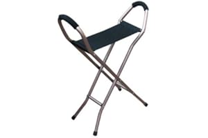 PRAXIS MEDICAL NETWORK Bastone da passeggio a seggiolino - pieghevole - base d'appoggio a 4 piedi - altezza regolabile - colore bronzo - Conforme alla normativa CE