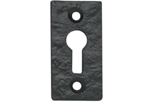 I IRONMONGERY SOLUTIONS Ironmongery Solutions® Black Cast Iron Escutcheon Plates Keyhole Cover Key Hole Door Lock Accessories (Rectangle Open Escutcheon)