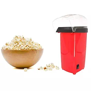 Jeval Mini Electric Hot Air Popcorn Maker, 1200W DIY Automatic Oil Free with US/EU Plug and Removable Lid for Kitchen Appliances (Multicolor, Aluminum Alloy and Plastic/1Pcs)