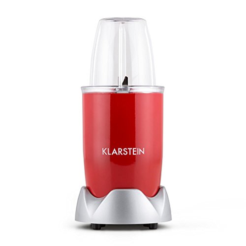 Klarstein • NutriRocket • Standmixer • Smoothie Maker • Minimixer • Küchenmixer • 700 Watt • bis zu 1 Liter Fassungsvermögen • drei Mixbecher • zwei Handgriffe • zwei Frischhaltedeckel • Edelstahlklingen • 1x Kreuzklinge • 1x Flachklinge • rot - 4