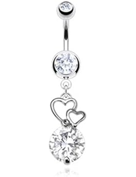 Paula & Fritz® Bauchnabelpiercing aus Edelstahl Chirurgenstahl 316L mit Anhäng...