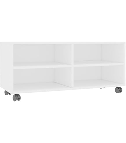 Mobile TV/Media Jeff In MDF Rovere Seghettato | 79x35x39 Cm, Con Ruote E Ripiano Regolabile