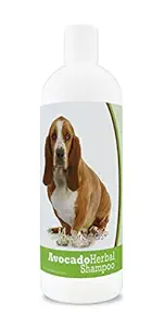 Healthy Breeds Herbal Avocado Dog Shampoo for Dry Itchy Skin for Basset Hound - Over 100 Breeds - Flea and Tick Product Safe - For Dogs with Allergies or Sensitive Skin - 16 oz