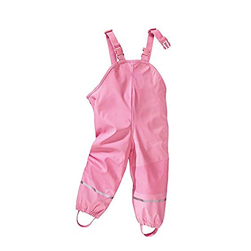 LIKDAY Pantalon de Pluie pour Enfants, 100% imperméable Pantalon de Pluie en Plein air pour Les Filles avec des Sangles réglables et des Boucles de Chaussures (122/128 (7-8 Ans))