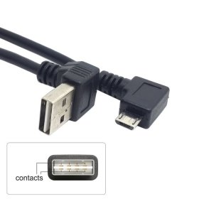 CY USB 2.0 männlich auf richtige Richtung Micro USB 5pin Männlich Kabel wendbar Up & Down Winkel 90 Grad 25 cm