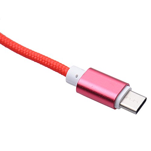USB3.0 Type-C 1 Meter Nylon geflochtene Kabel Ladekabel für Android Smartphones (Pink) - 4