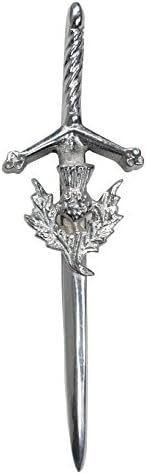 Scottish Kilt Pins Chrome Finished In Various Designs (THISTLE EMBLEM SWORD)