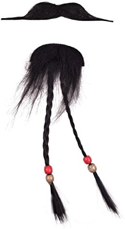 Wooly Bugged Pirate Beard with Braid Halloween Moustache and Goatee Black