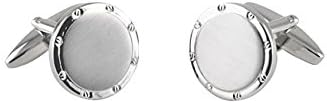 Savile Row Men's Rhodium Plated Circular Cufflinks