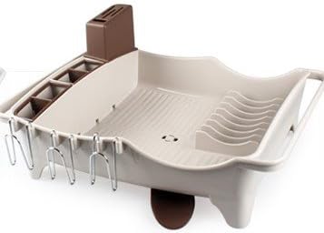 Dish Drainer AIRED Drying Rack Multi-function Large Capacity With Green Plastic For Kitchen(50x40x14cm). (Brown)