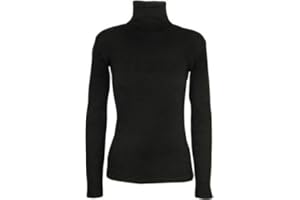 Shop Nova® Polo Neck Jumper Tops Long Sleeve Ladies Roll Turtle Neck Plain Knitted Pullover Sweatshirt for Women Stretch Lightweight Sweater Top UK Size 8 to 24