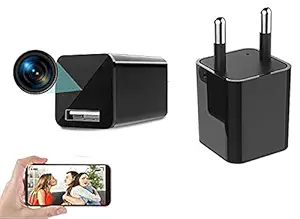 TECHNOVIEW Wireless, WiFi, 1080p, FHD, 90 degree Viewing Area, Wall Charger Security Camera, Live Video and Audio View On Mobile App, LAN and WAN Mode - Black