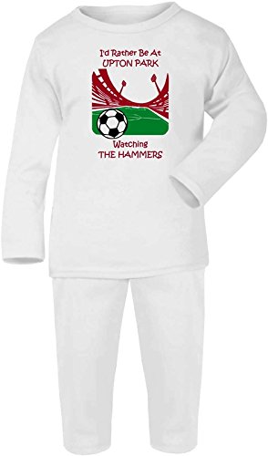 Hat-Trick Designs WEST HAM UNITED Football Baby Pyjamas set PJs Nightwear/Sleepwear-0-3m-White-I'd Rather Be-Unisex Gift