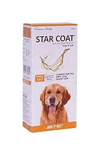 Pawstively pet care SkyEc Star Coat and Skin Tonic for Dog and Cats, 200 ml with SkyCal Calcium Supplement Pet Syrup for Stronger Bones and Teeth, 200 ml