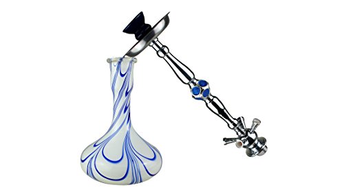 BAYLI – XXL Shisha Set, Orientalische Wasserpfeife mit 4 Schläuchen, inklusive Zange, Tonkopf Shisha Höhe ca. 79cm Nargile Hookah mit Tonkopf und Zange + Kaminaufsatz + Mundstück F4196 - 3