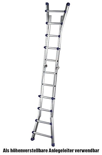 Aluminium Multifunktions-Teleskopleiter mit 10+10 Sprossen als längenverstellbare Anlegeleiter, höhenverstellbare beidseitige Stehleiter und Treppenleiter - 3