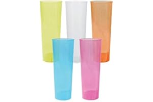 TELEVASO - 50 unidades - Vaso Tubo 300 ml Reutilizable Ligero - Polipropileno (PP) - Colores surtidos - Vaso ecológico Libre de BPA, Ideal para cerveza, cubatas, agua