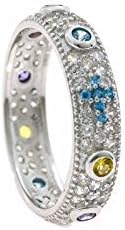 Ring Rosary Base Rhodium Stones Multicolour