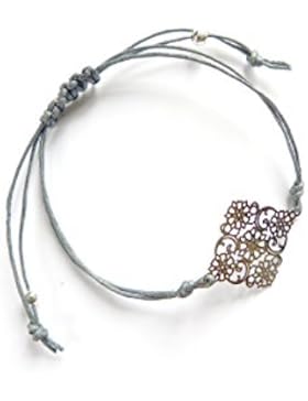 ♥ MARRAKESCH No 1 ♥ zartes Ornament Armband - Farbe: anthrazit grau, silber, versilberte Elemente, Größe: verstellbar...