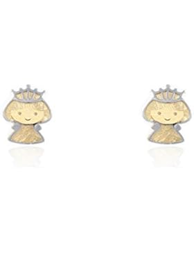 Damen & Kinder Prinzessin Ohrstecker - Bicolor 18 Karat (750)