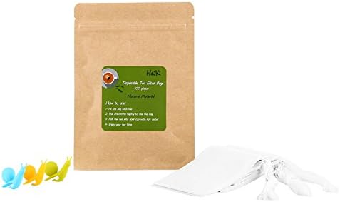 HeiYi Tea Filter Bags Drawstring, Tea Infuser Disposable for Loose Leaf Tea - 100 Count Empty Bags Drawstring with 3 Tea Holders (2.5in X 4in for 1 teapot (White 60oz))