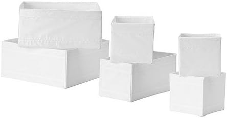SKUBB white Box, set of 6, Sizes: 14x14x13 cm, 28x14x13 cm and 28x28x13 cm, 2 of each.