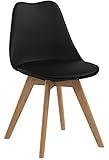 H.J WeDoo Lot de 6 chaises de Salle à Manger scandinaves, Chaises Rétro Tulip Bois de chêne Massif - Noir