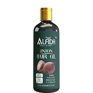 ALFIDA Onion Hair Oil With Black Seed Oil Extracts - Controls Hair Fall - No Mineral Oil, Silicones & Synthetic Fragrance - 200 ml