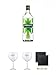 Produktbild Greenalls London Dry Gin England 0,7 Liter + Citadelle Ballon GIN Glas 1 Stück + Citadelle Ballon GIN Glas 1 Stück + Schiefer Glasuntersetzer eckig ca. 9,5 cm Ø 2 Stück