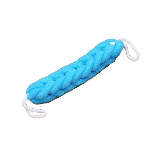 Back Scrubber Bath Mesh Sponge Exfoliating Bath Strap with Rope Handles(Blue)