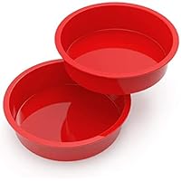 SILIVO Silicone Cake Tins for Baking, 2 Pcs 8 Inch Round Cake Tin, Nonstick & Quick Release Silicone Baking Tins for Layer Ca