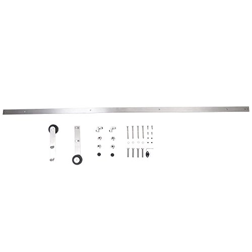 HomCom Kit de Instalación Rieles para Puertas Correderas Plata Acero Inoxidable 183x4x0,8 cm