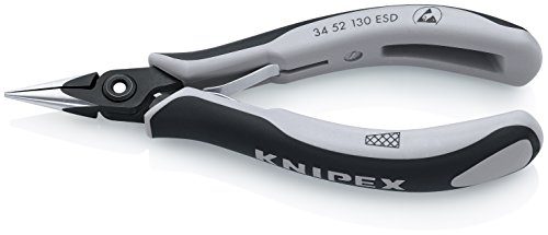 KNIPEX 34 52 130 ESD Präzisions-Elektronik-Greifzange ESD brüniert mit Mehrkomponenten-Hüllen 130 mm