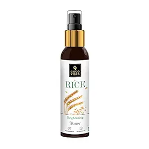 Good Vibes Rice Brightening Toner 120 ml, Hydrating Light Weight Moisturizing Glowing Face Spray Toner for All Skin Types, Natural, No Alcohol, Parabens & Sulphates, No Animal Testing