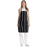 Enoteks Large Pocket Kitchen Apron, Black Apron for Adults, Cooking Aprons for Men and Women, BBQ Aprons