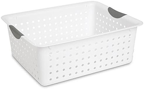 Sterilite No.16268006 Large White Ultra Basket,White with Titanium Inserts