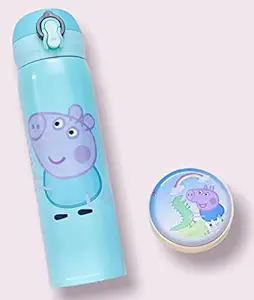 Le Delite Unicorn Water Bottle for Kids (Unicorn /Princess /Pig /Superhero Action Man ) /Gym Sipper/ Cute Super Hero Stainless Steel Thermos Insulated Flask/Boys Girls Kids Glass Tumbler (PEP-Pig)